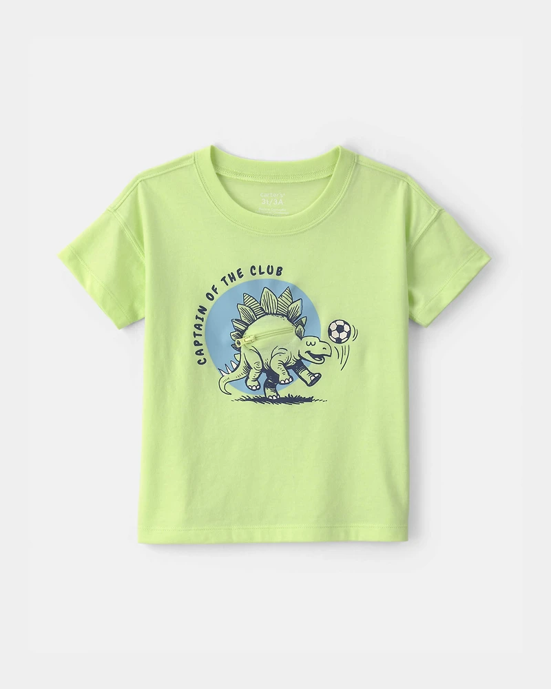 Toddler Boy 'Captain Of The Club' Dinosaur Graphic Tee - Green