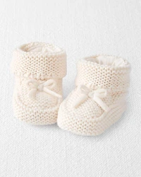 Baby Organic Cotton Crochet Booties Cream