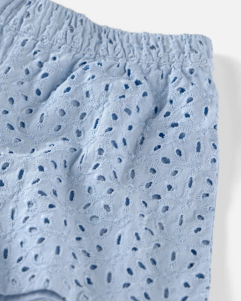 Girls 2-Piece Organic Cotton Eyelet Top & Short Set