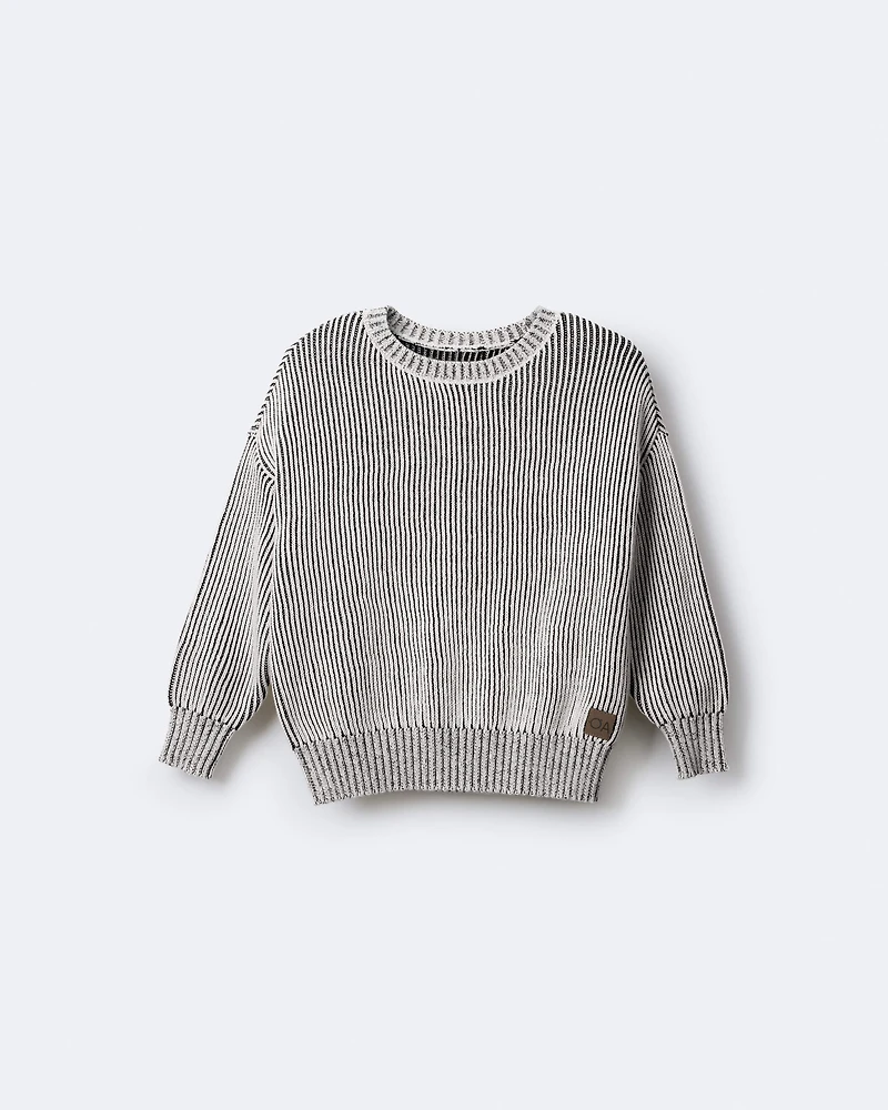 Toddler Striped Pullover Sweater - Black/White
