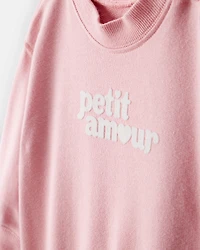 Baby Girl 'Petit Amour' Cotton Long-Sleeve Jumpsuit - Pink