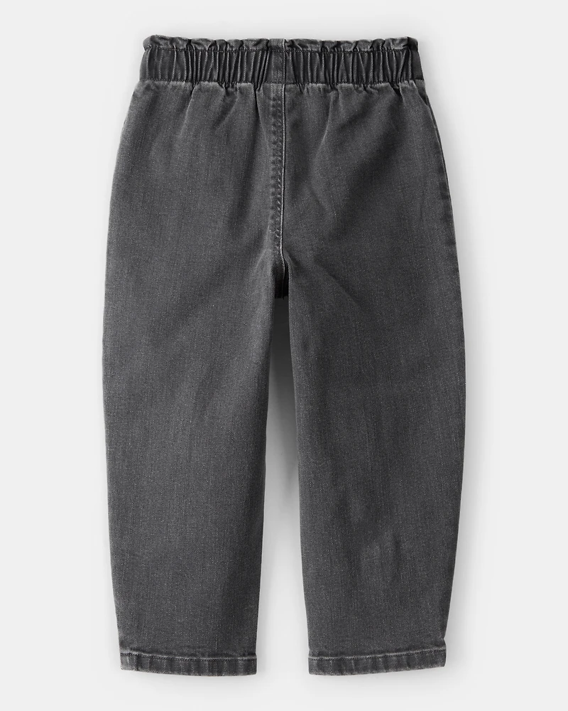 Toddler Girl Heart Pocket Barrel Jeans - Black