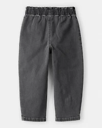 Toddler Girl Heart Pocket Barrel Jeans - Black