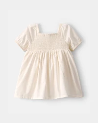 Baby Girl Short-Sleeve Floral Dress - Cream