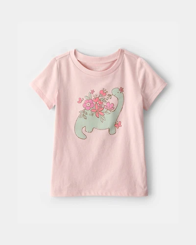 Toddler Girl Dinosaur Floral Graphic Tee - Pink