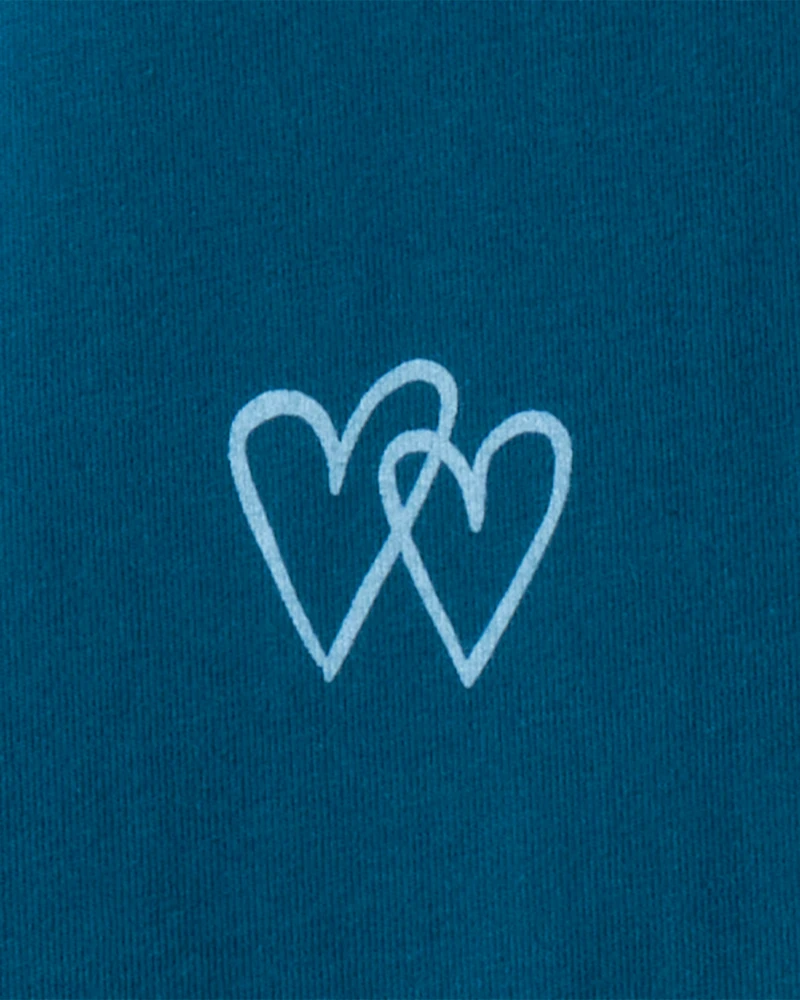 Girls Heart Floral Pull-On Stretch Leggings - Blue