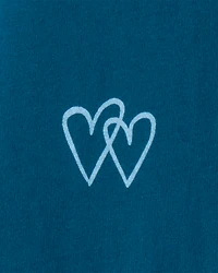 Girls Heart Floral Pull-On Stretch Leggings - Blue