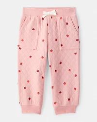 Baby 2-Piece Apple Print Doubleknit Pant Set - Pink