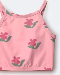 Toddler Girl Smocked Tankini Floral Print - Pink