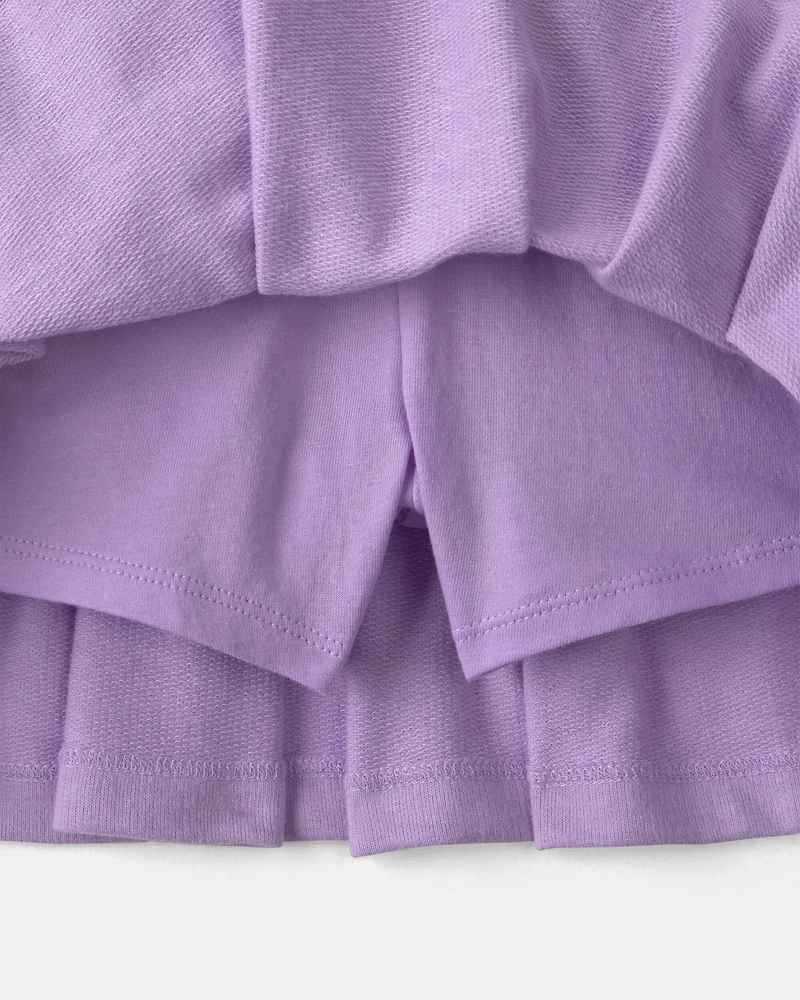 Girls French Terry Smocked Skort - Purple
