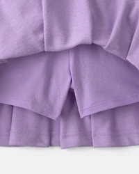 Girls French Terry Smocked Skort - Purple