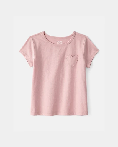 Toddler Girl Heart Pocket Top - Pink