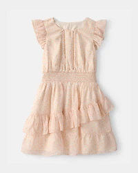 Girls Floral Smocked Dress - Pink