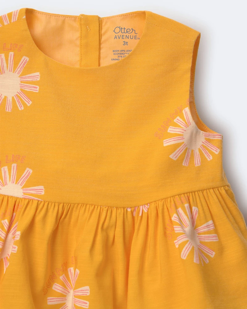 Toddler Girl Peplum Top Sunny Life Print - Golden Yellow