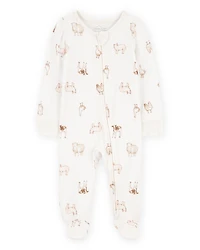 Baby Farm Animals Print 2-Way Zip PurelySoft Sleeper Pyjamas - Ivory