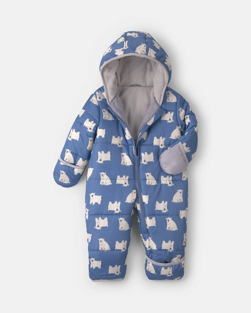 Baby Boy Polar Bear Pramsuit- Blue