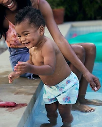 Toddler Boy Palm Tree Swim Trunks - Blue