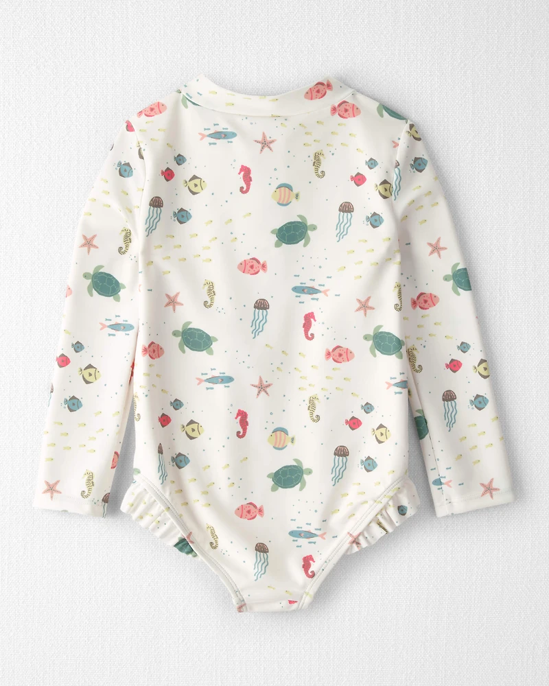 Toddler Girl Recycled Rashguard Swimsuit Under the Sea