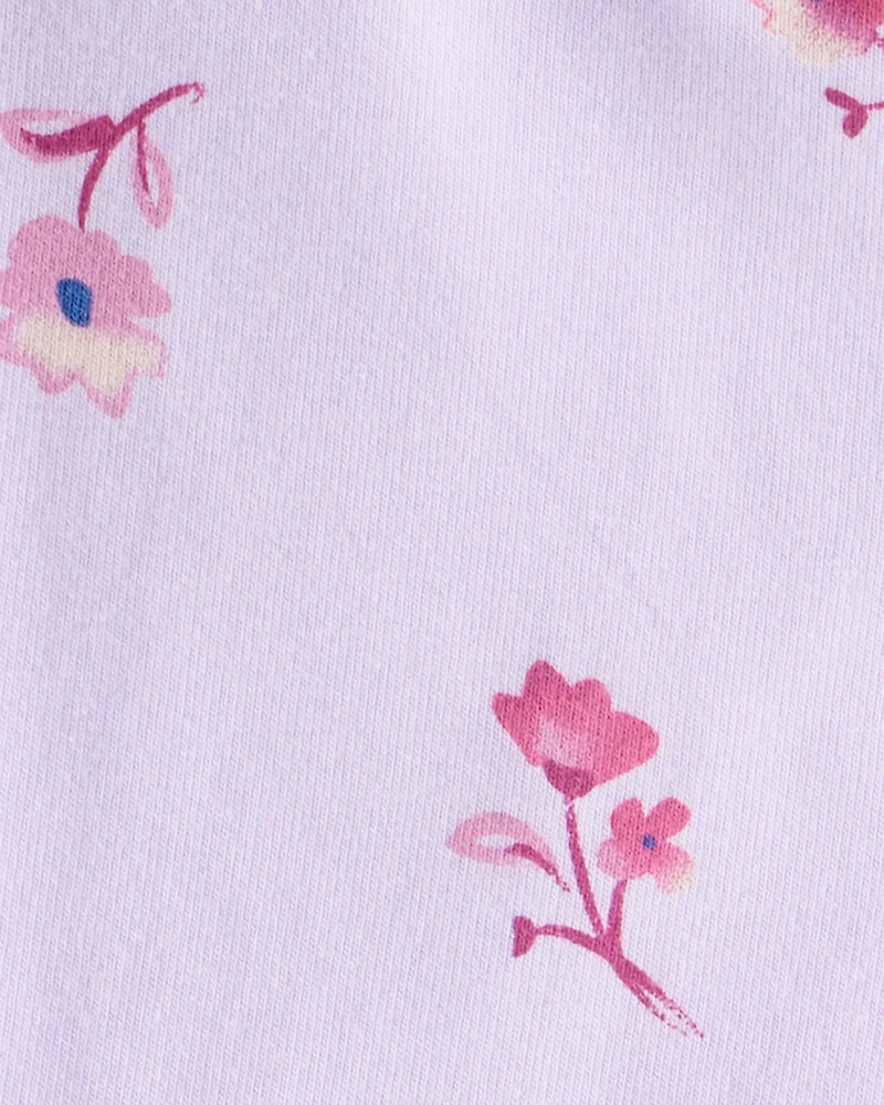 Baby Girl Floral Cotton Flare Pull-On Stretch Leggings - Purple