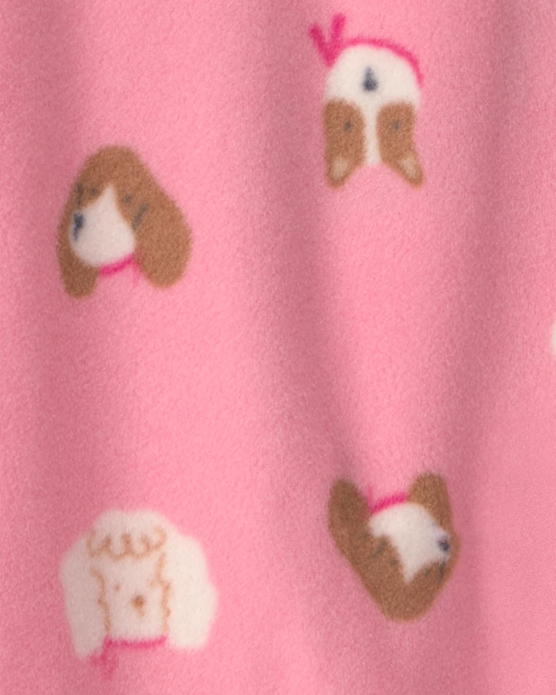 Baby Girl Dog Fleece 2-Way Zip Sleeper - Pink