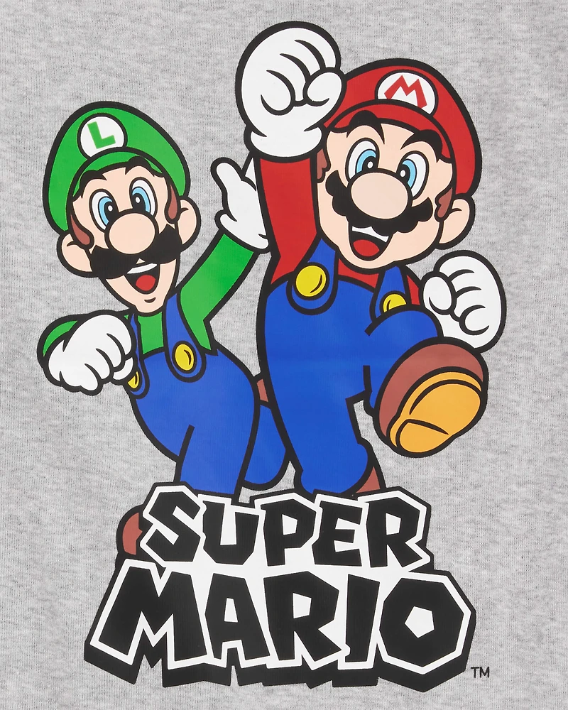 Boys Super Mario Snug Fit Cotton 2-Piece Pyjamas - Heather