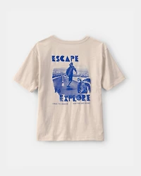 Boys Beachside Skater Graphic Tee - Tan