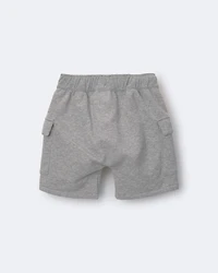 Toddler Boy French Terry Cargo Short with Pockets - Grey