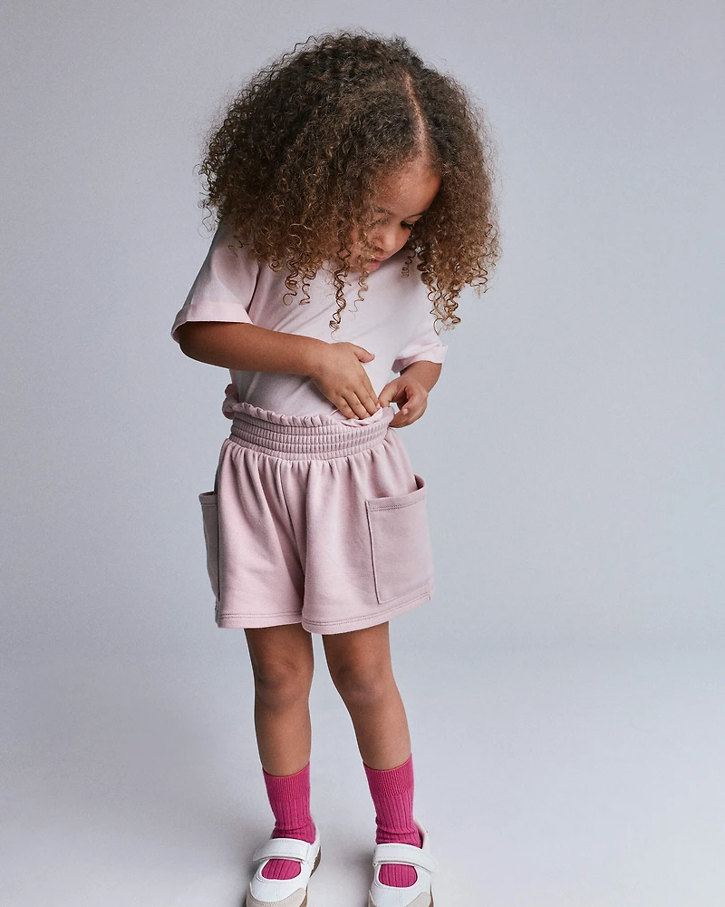 Toddler Girl Swing Short with Pockets - Rose
