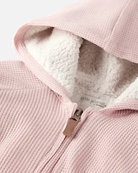 Toddler Girl Waffle Knit Hooded Jacket Made with Organic Cotton