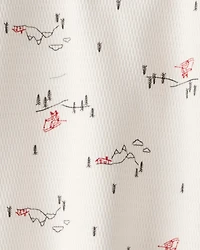 Toddler Boy Skiing Henley T-Shirt - Cream