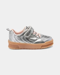 Toddler Girl Athletic Sneakers - Silver/Brown