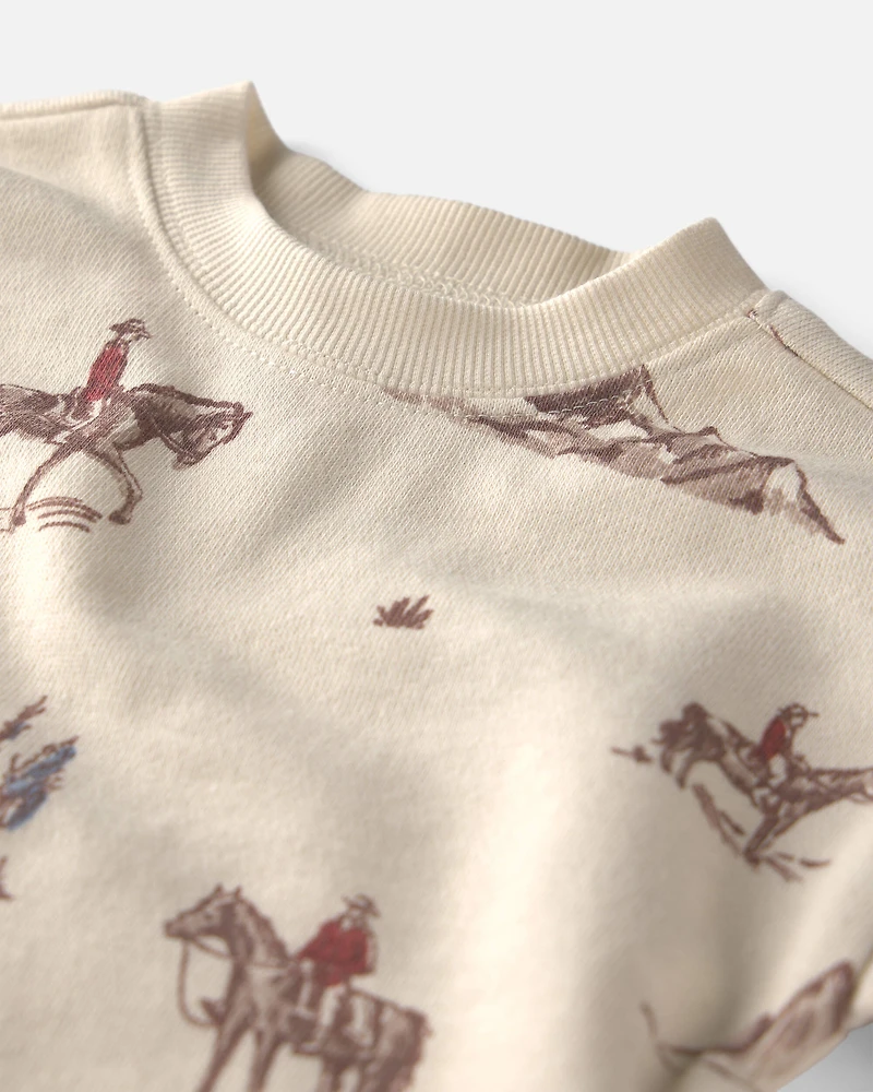 Baby 2-Piece Organic Cotton French Terry Pullover & Pant Set Western Rodeo