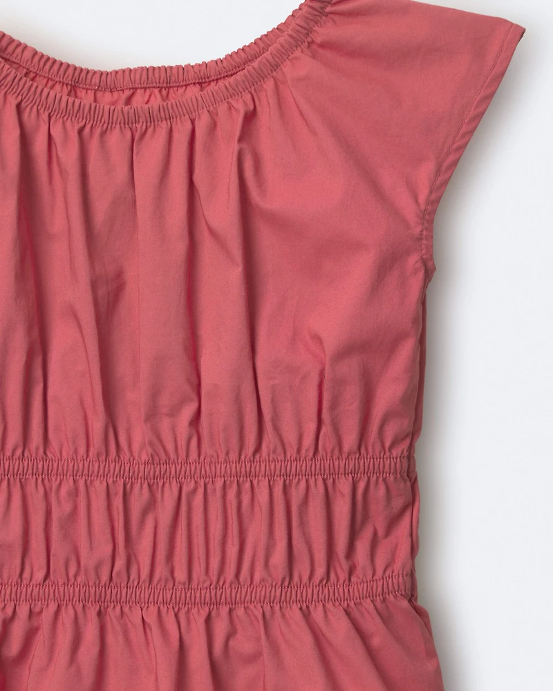 Toddler Girl Elastic Waist Peplum Top - Burgundy