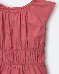 Toddler Girl Elastic Waist Peplum Top - Burgundy