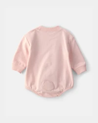 Baby Girl Bunny Bubble Romper & Hat Set - Pink