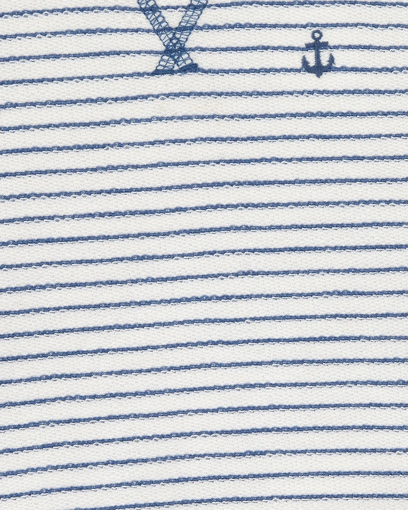 Baby Boy 3-Piece Striped Anchor Outfit Set - Blue