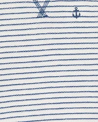Baby Boy 3-Piece Striped Anchor Outfit Set - Blue