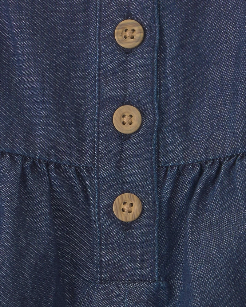 Baby Girl 2-Piece Chambray Romper Set - Pink/Blue