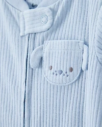 Baby Dog Pocket 2-Way Zip Ribbed Sleeper pyjamas