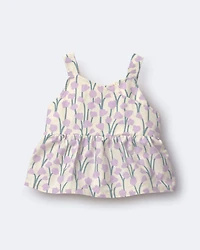 Toddler Girl Peplum Tank Top Wildflower Print - Cream