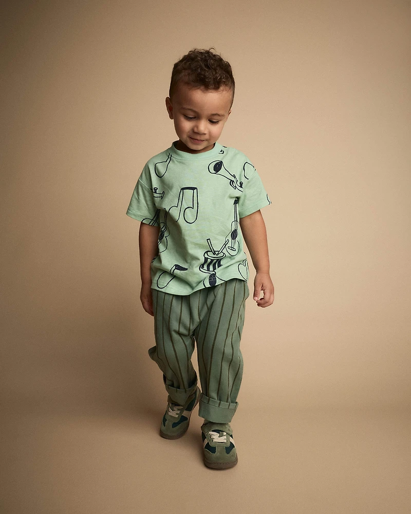 Toddler Relaxed Graphic Tee Music Print - Green