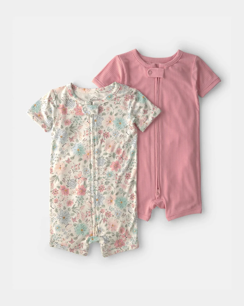 Baby Girl 2-Pack PurelySoft™ Butterfly Garden 1-Piece Pyjamas