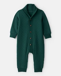 Baby Boy Quilted Long-Sleeve Jumpsuit - Green