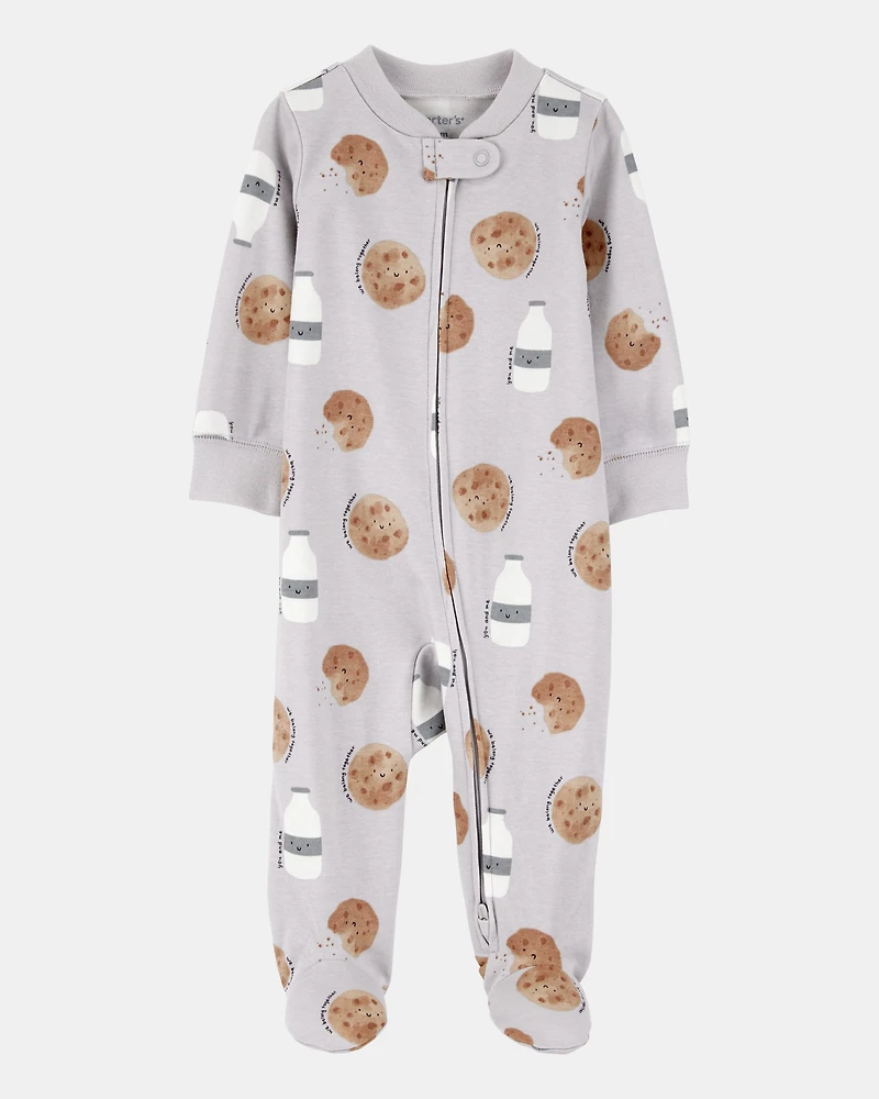 Baby Milk & Cookies 2-Way Zip Cotton Sleeper