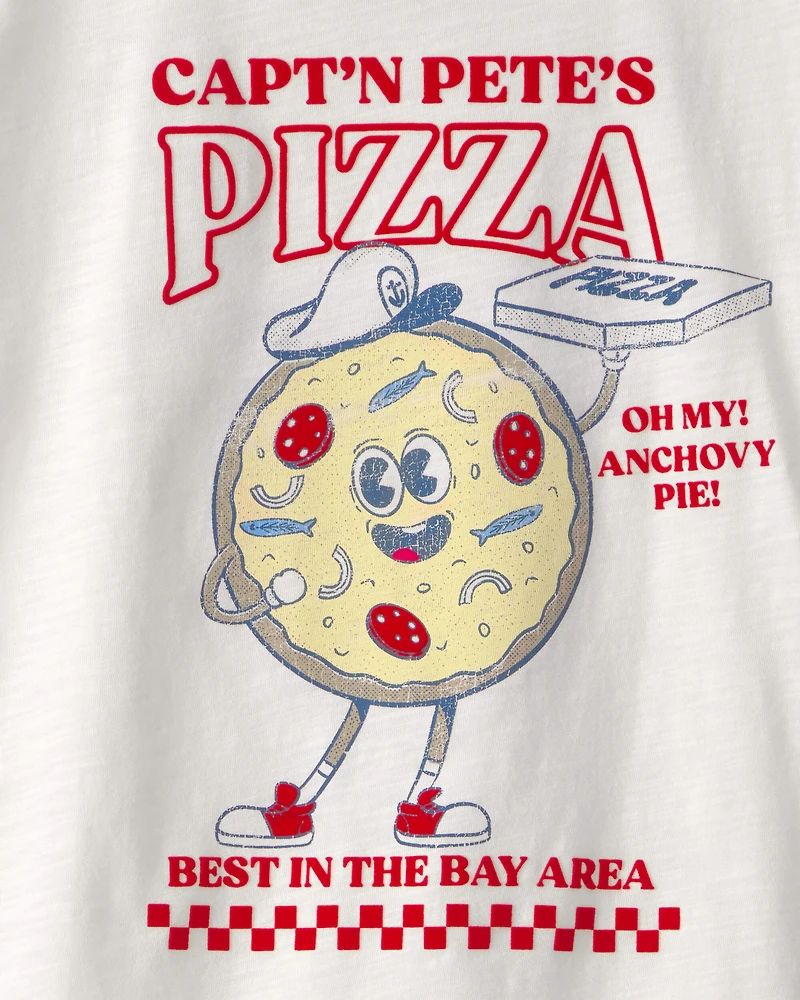 Boys Pizza Graphic Tee - White