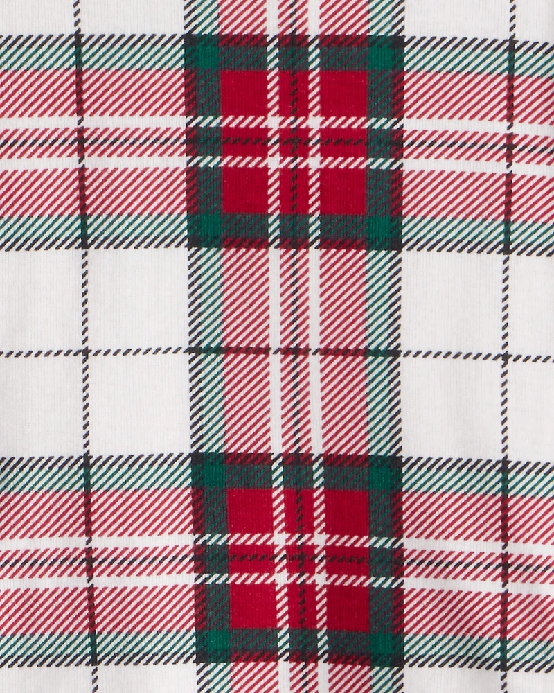 Toddler Plaid Print 100% Cotton Long-Sleeve Snug Fit 2-Piece Pajamas - Red/Green
