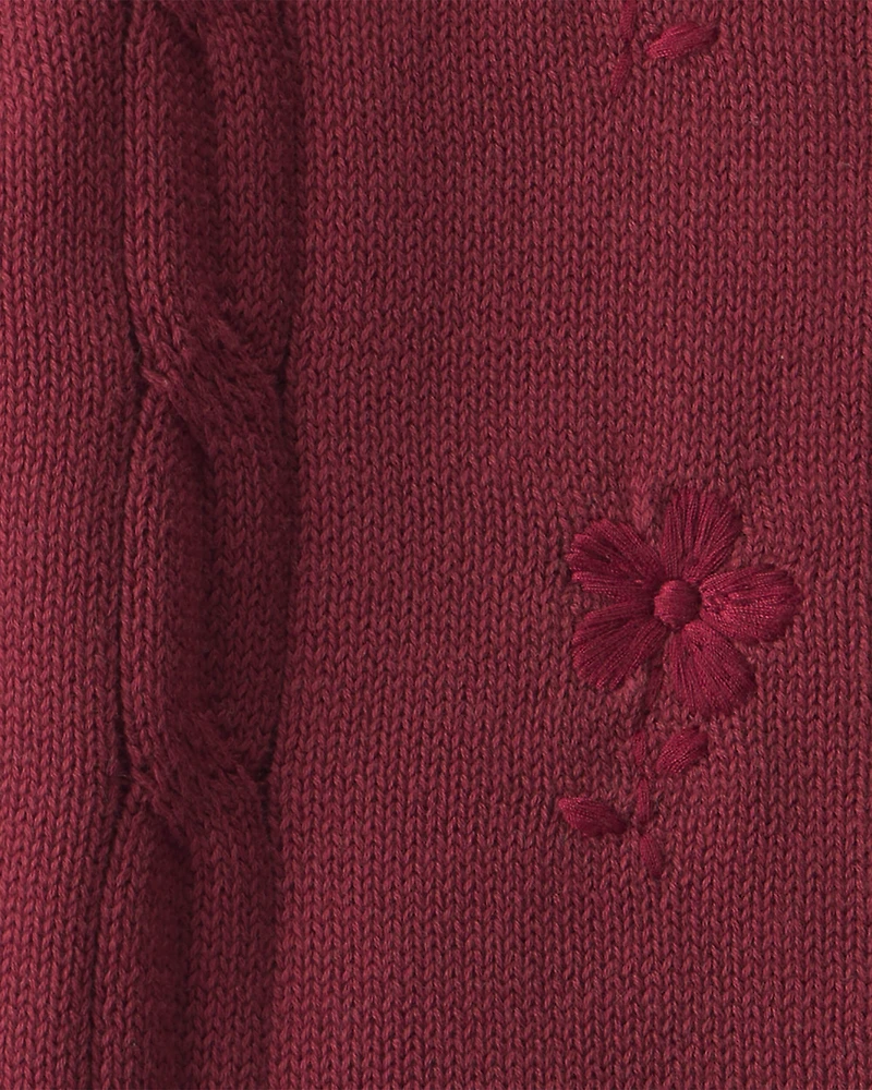 Toddler Girl Organic Cotton Sweater Knit Embroidered Cardigan