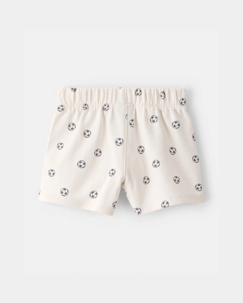 Baby Boy Soccer French Terry Shorts - White