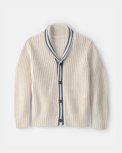 Boys Striped Cardigan Sweater - Cream