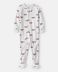 Toddler Boy Train Cotton Long-Sleeve Snug Fit 1-Piece Pyjamas - Grey